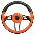 Golf Cart Steering Wheel - Rhox Aviator 4 Orange Grip/black Spokes. Fixed Price $118.95.