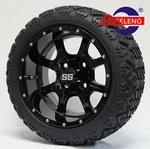 (4) Golf Cart 12"X7" Black Night Stalker Wheels/rims And 18" All-terrain Tires. Fixed Price $499.00.