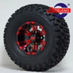 Golf Cart 10" Red-black Vampire Wheels/rims And 22X11-10 All Terrain Tires (4). Fixed Price $529.00.