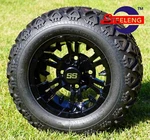 Golf Cart Black Vampire Wheels/rims And 18"X9"-10" Dot All Terrain Tires (4). Fixed Price $429.00.