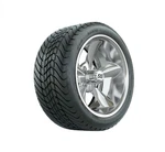 Set Of Gtw 14" Godfather Chrome Golf Cart Wheels On 225/30-14 Street Tires. Fixed Price $1029.99.