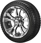 (4) Golf Cart 205/30-14 Deli Low Pro Tires On 14X7 Gunmetal Gray Vampire Wheels. Fixed Price $529.99.