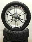 (4) Itp 12 Ss Chrome Golf Cart Rim Wheels & Tires Mounted. Fixed Price $787.84.