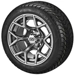 (4) Golf Cart 215/40-12 Lsi Elite Low Pro Tire On 12X7 Gunmetal Gray Ninja Wheel. Fixed Price $494.00.