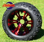 Golf Cart 12" Red-blk Vampire Wheels And 20" Dot All Tarrain Tires (set Of 4). Fixed Price $539.00.