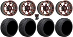Gtw Spyder 12" Golf Cart Wheels Red 215X50 Cruze Tires Yamaha. Fixed Price $725.40.