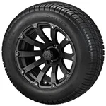 (4) Golf Cart 215/50-12 Deli Street Tires On 12X7 Matte Black Beast Wheels. Fixed Price $498.00.
