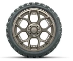 Golf Cart 15" Bronze Flow Formed Wheels And 23X10-R15 Dot All Terrain Tires. Fixed Price $929.00.
